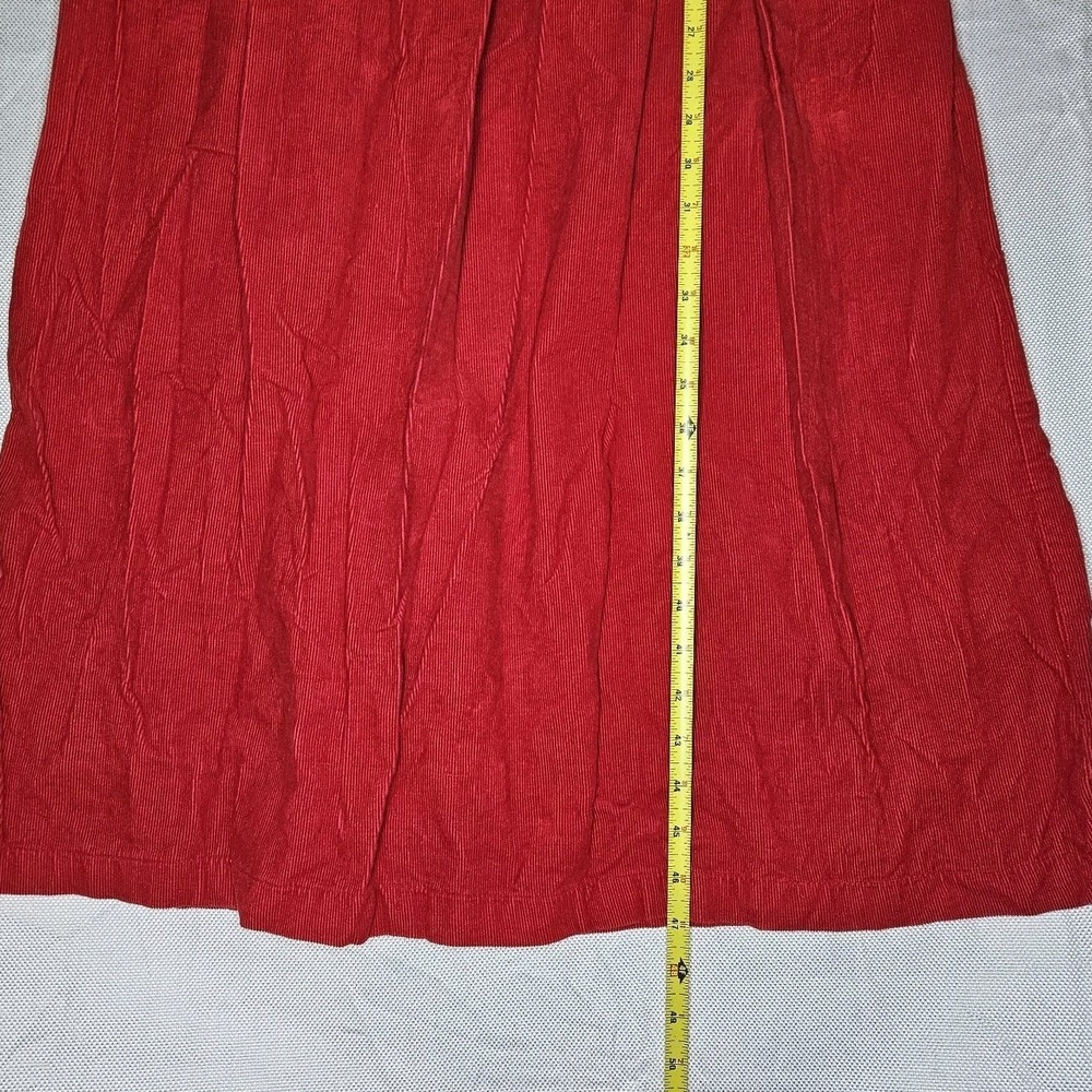Laura Gayle Vintage Red‎ Corduroy Wreath Embroidered Jumper Dress Womens Small - Picture 8 of 8